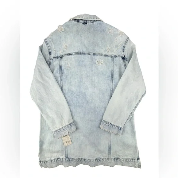 NWT | Free People | Destroyed Long and Lean Trucker Jacket |‎ Medium - Picture 6 of 8